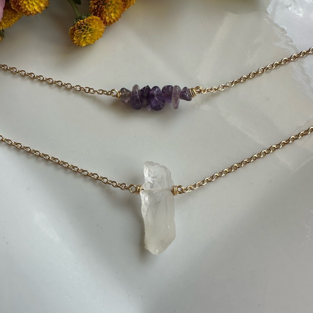 Quartz point and Amethyst Necklace Set - Picture 1 of 6